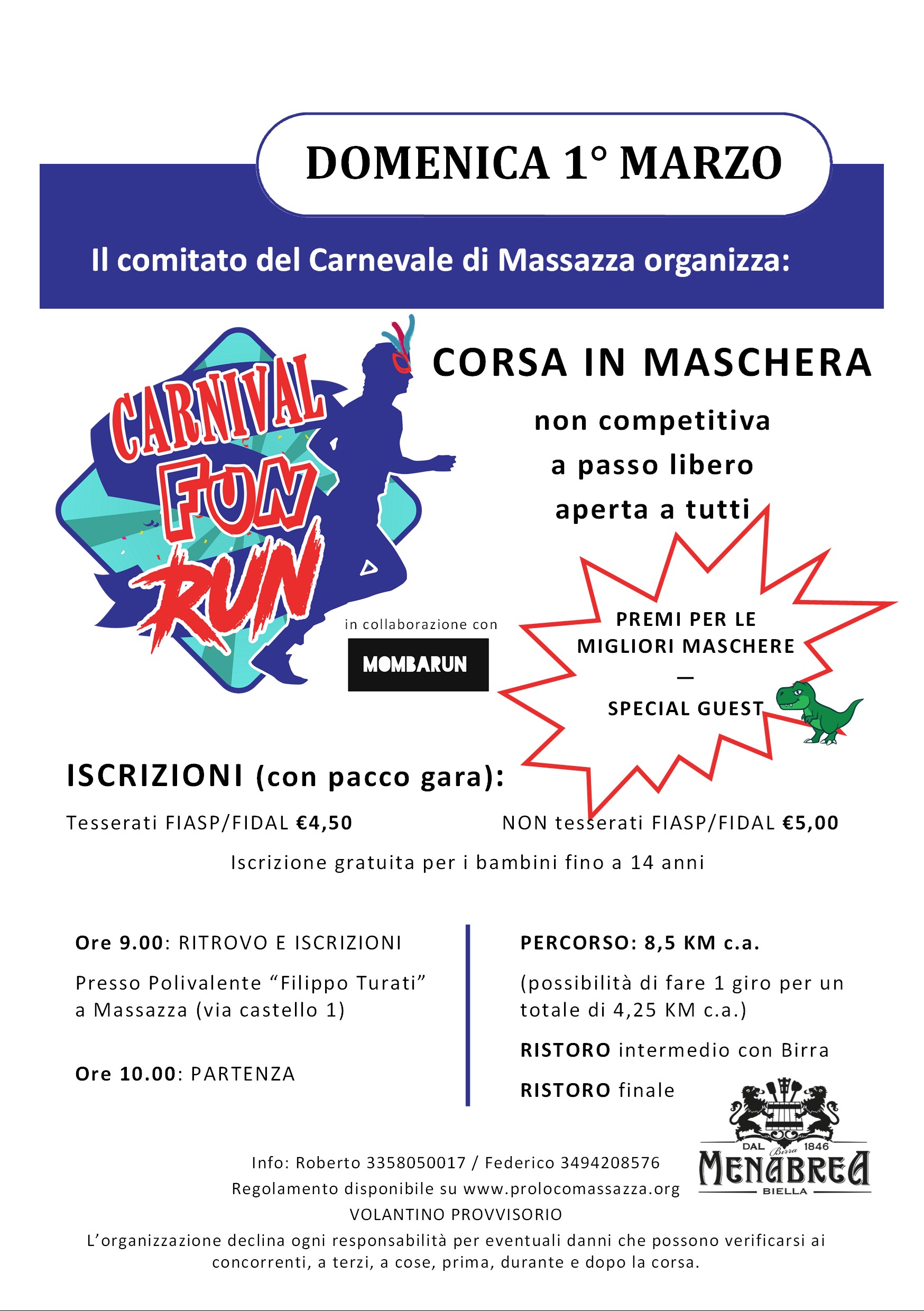 Carnevale 2020 - Volantino Carnival Fun Run